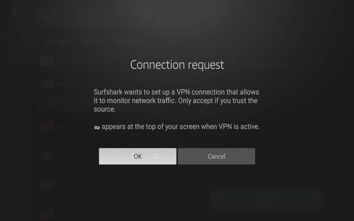 You will get a Connection request message. Click OK.