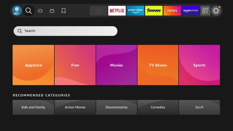 From the home-screen, hover over the search tab and click on the search bar.
