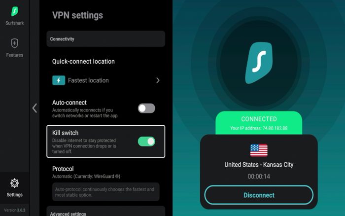 Kill switch is a feature within the Surfshark App that sets it apart from the rest.