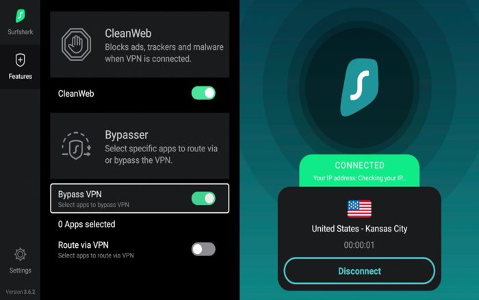 Bypass VPN is a feature that will allow you to choose apps that will connect to the internet without being encrypted via Surfshark VPN.