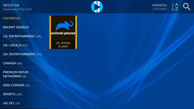 Notice your selected channel is now located within your Favorites.