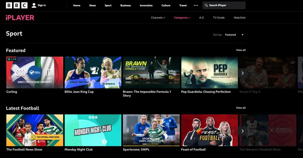 BBC iPlayer Website