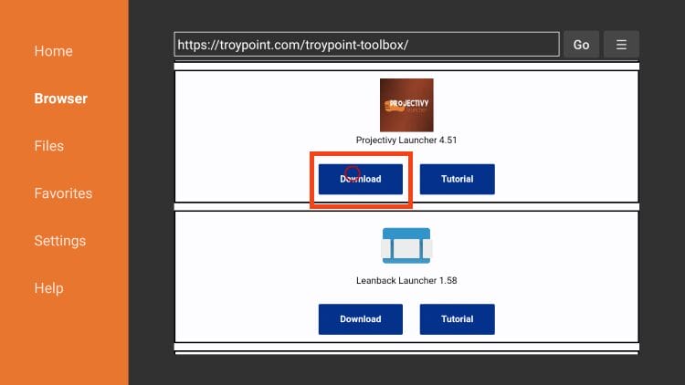 click download projectivy launcher