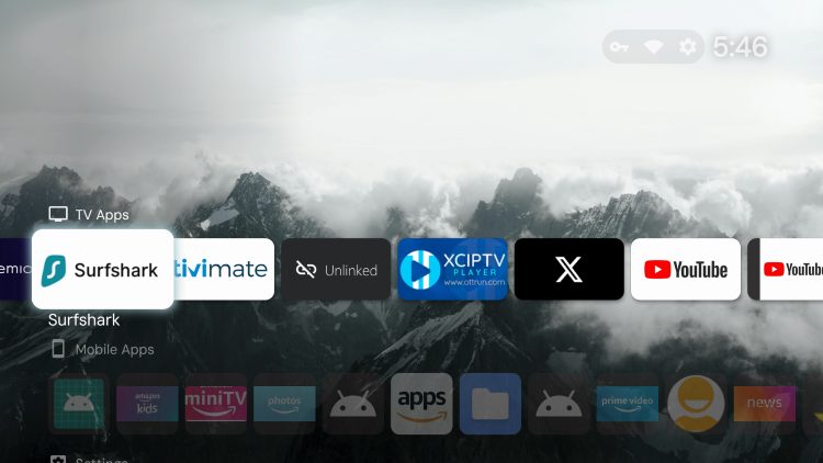 Projectivy Launcher home screen