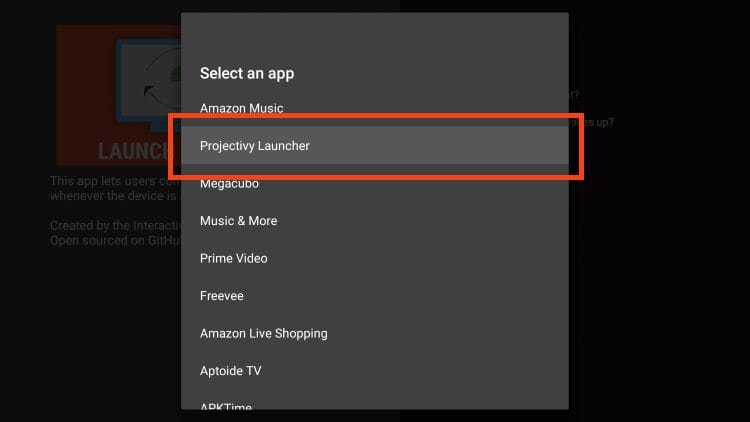 choose projectivy launcher