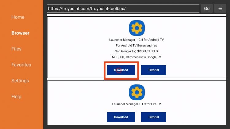 click download launcher manager