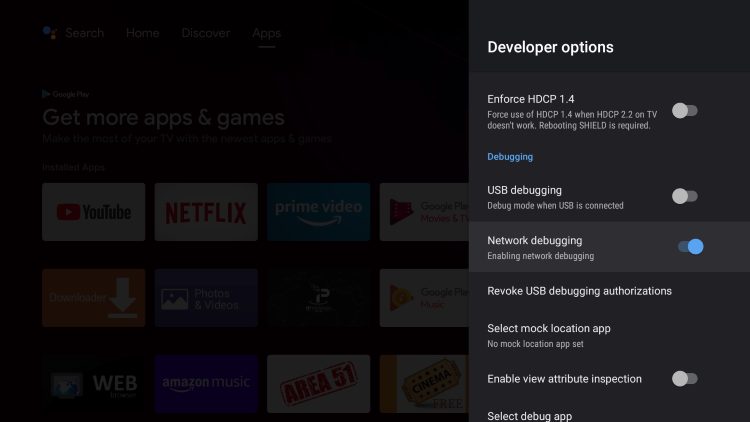click to enable network debugging