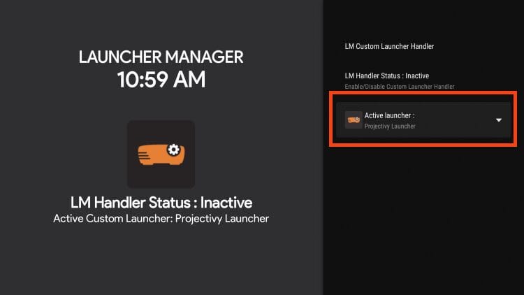 projectivy is set as the launcher