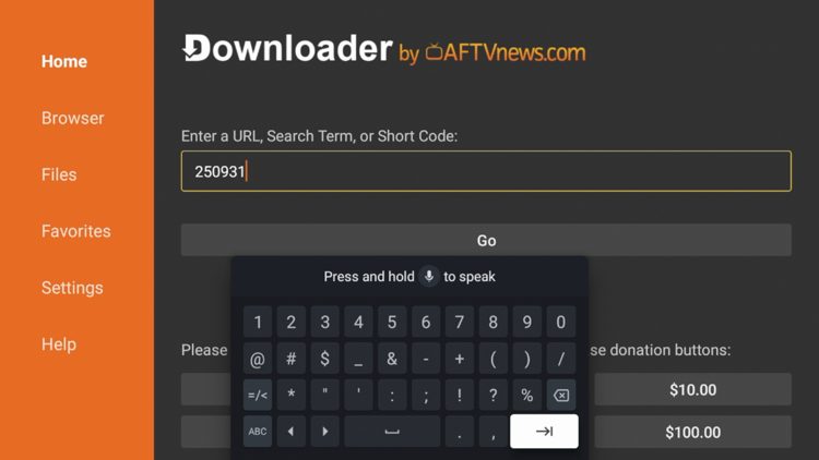 Enter the code 250931 and click Go.