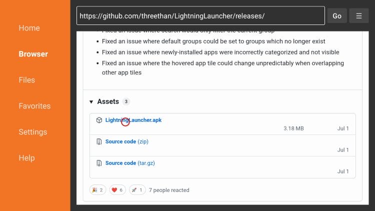 choose lightning launcher apk file