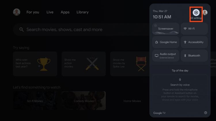 open settings to enable developer options