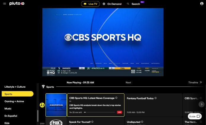 pluto tv College Football Streams