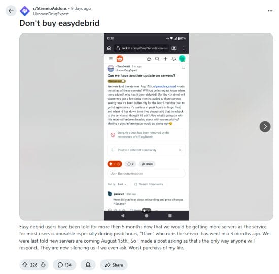 EasyDebrid Reddit Thread