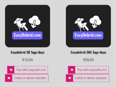 EasyDebrid Pricing