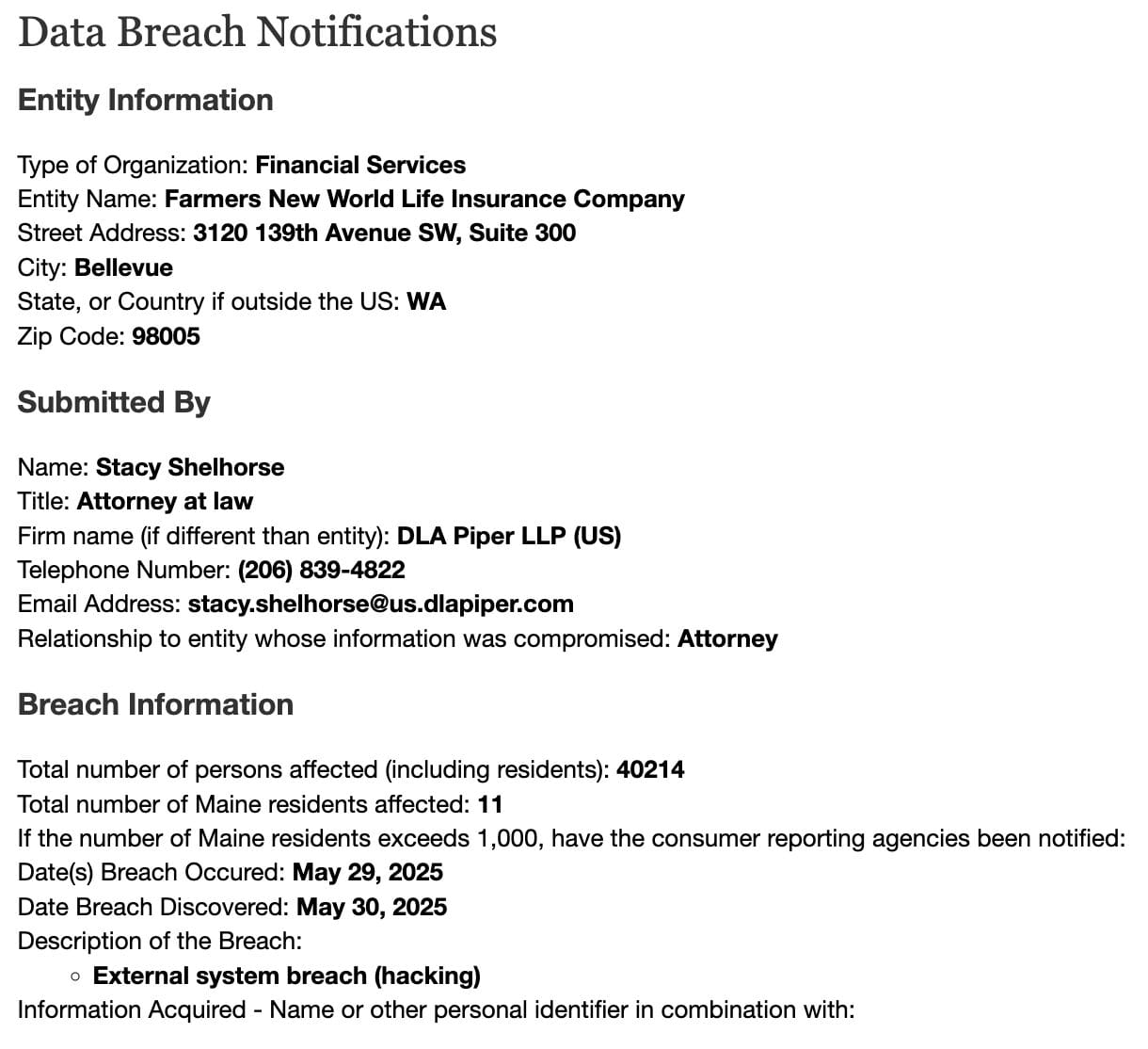 Data Breach Notification