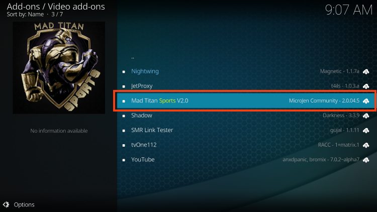 click mad titan sports kodi addon