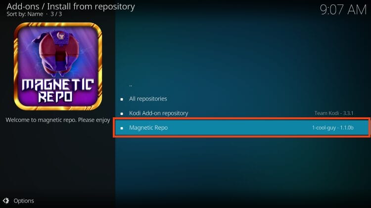 select the magnetic repo