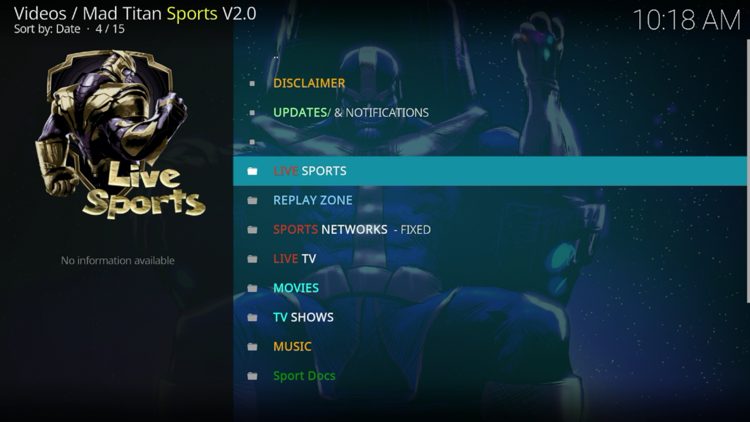 Mad Titan Sports Addon