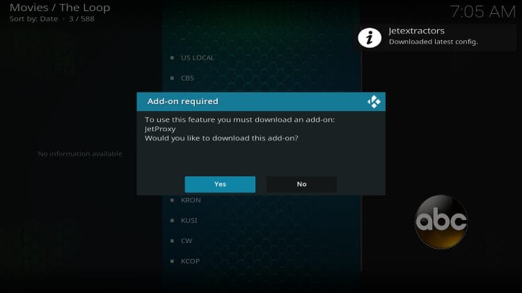 click yes for jetproxy