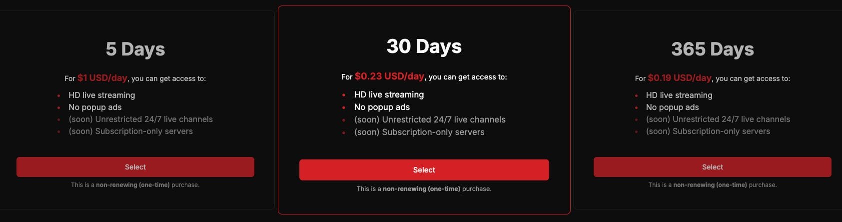 Streamed Website Subscriptions