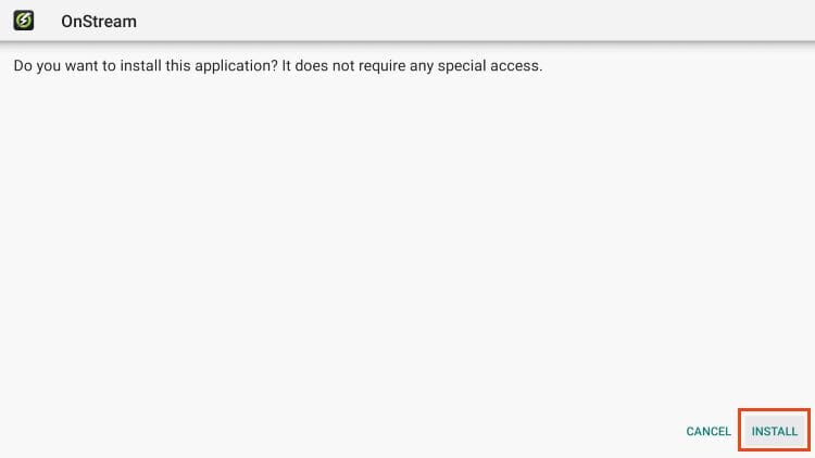 click install OnStream