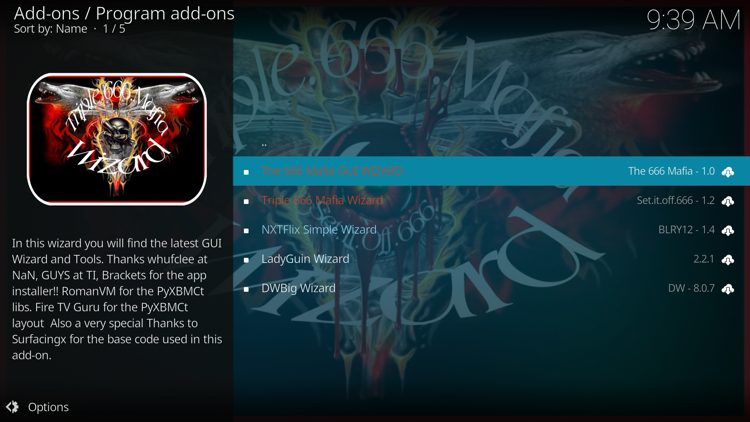 Open The 666 Mafia GUI Wizard.