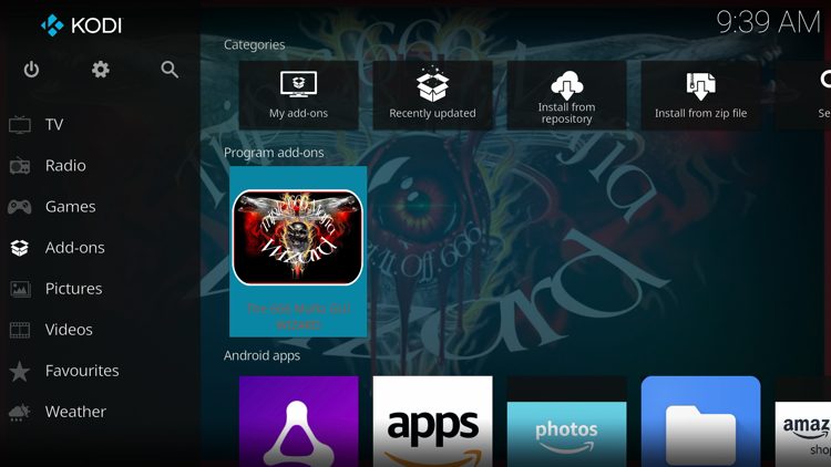 Return back to the home screen of Kodi, hover over Add-ons and click The 666 Mafia Wizard under Program add-ons.