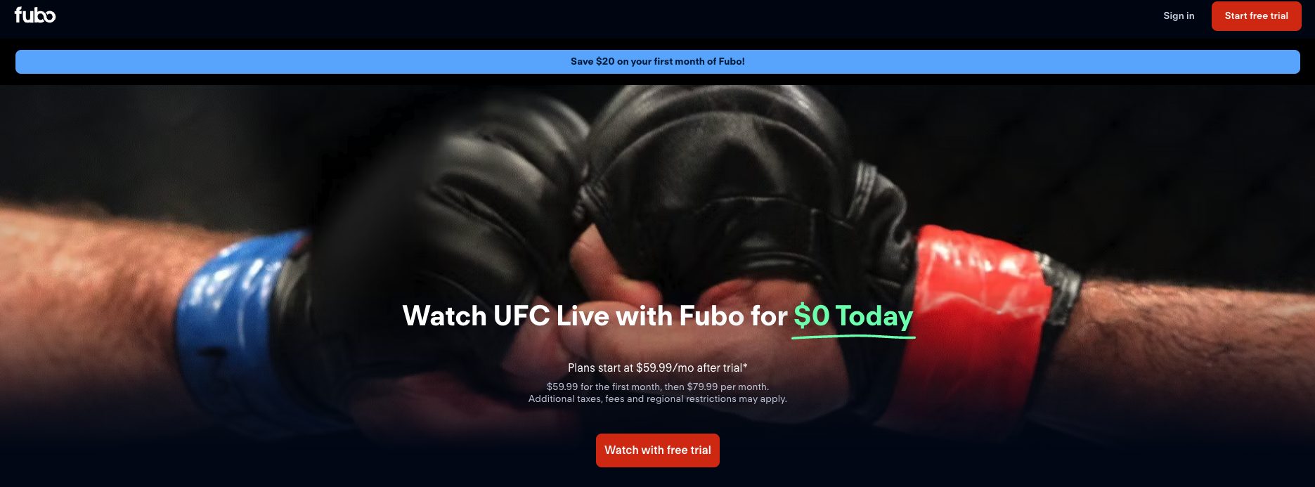 fuboTV Website UFC