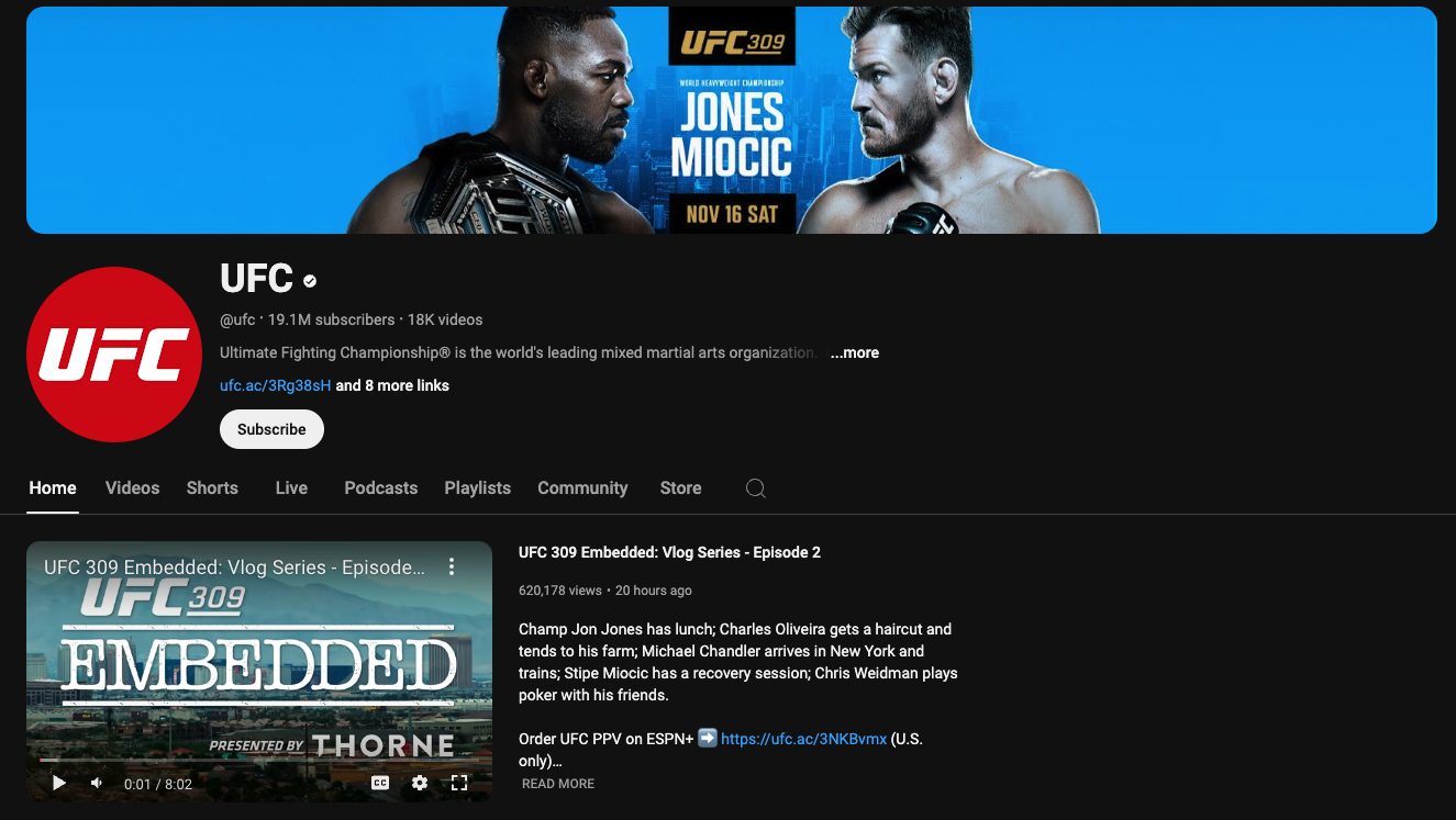 UFC on YouTube