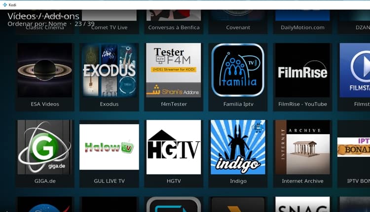 kodi addons list