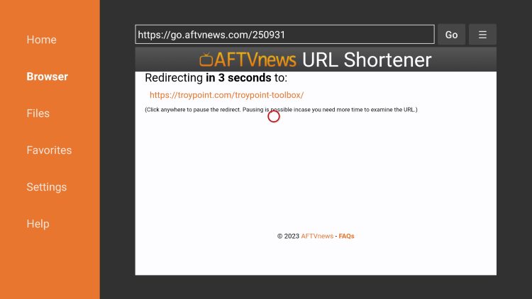 redirect page for toolbox to install rapid streamz