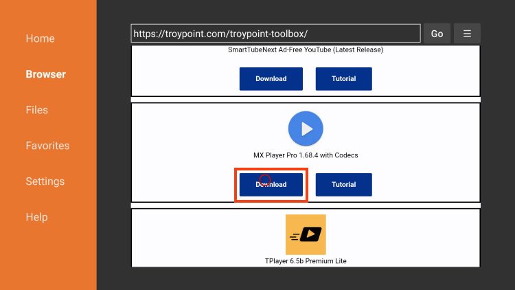 click download mx player