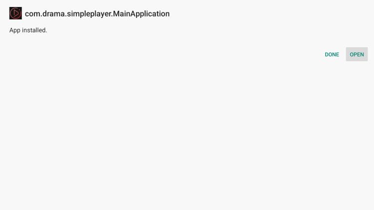 app installed message for drama player on hdo box