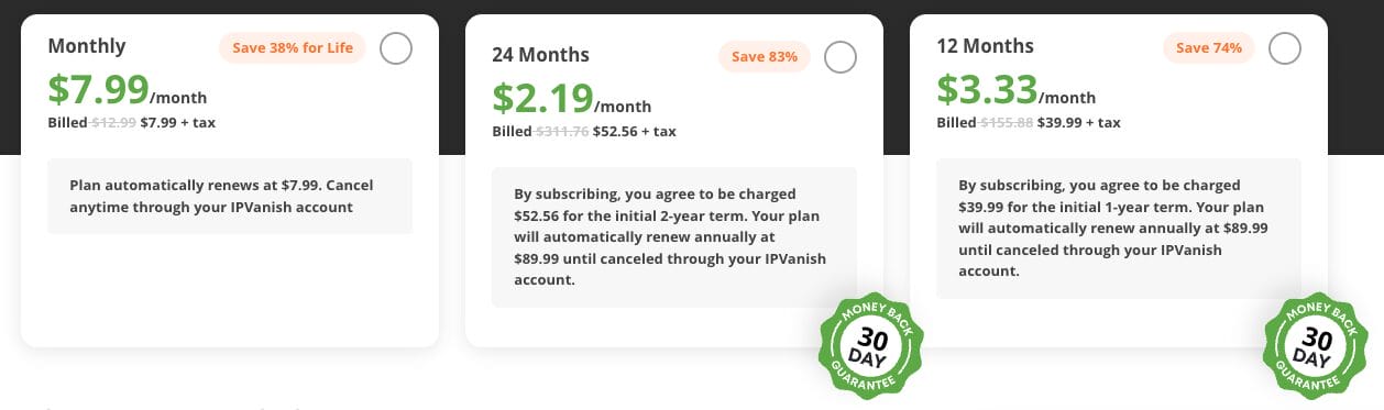 IPVanish Pricing