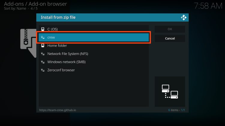 Select the name of your media source that you provided in the previous step.