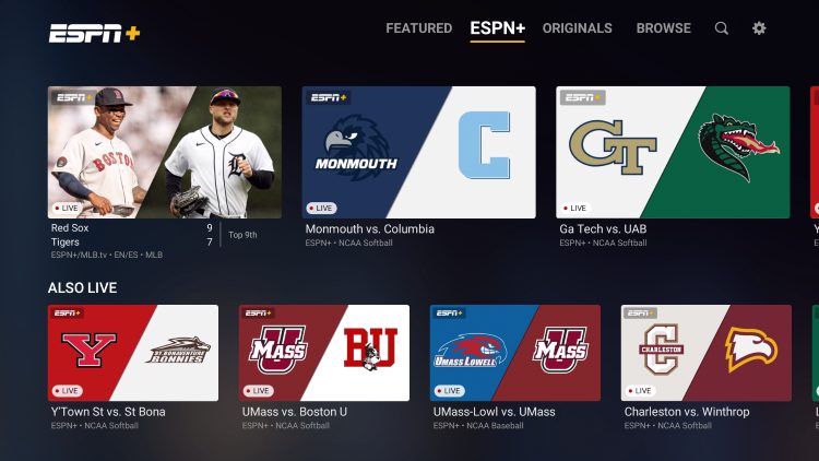 espn plus on firestick tab