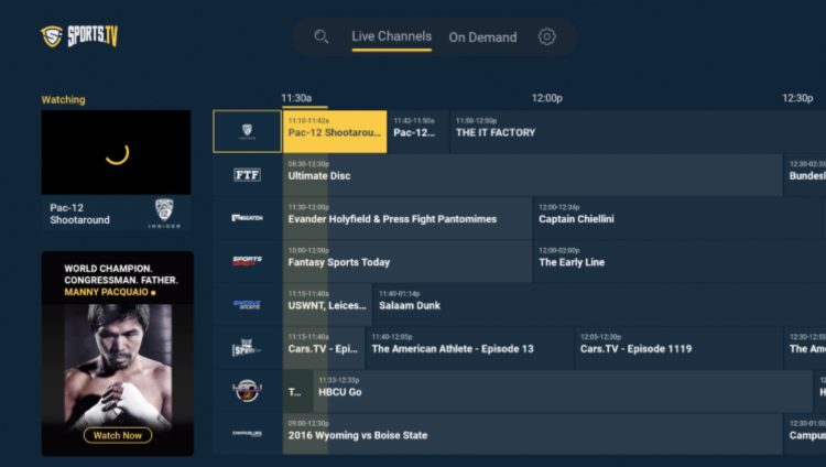 sports.tv interface