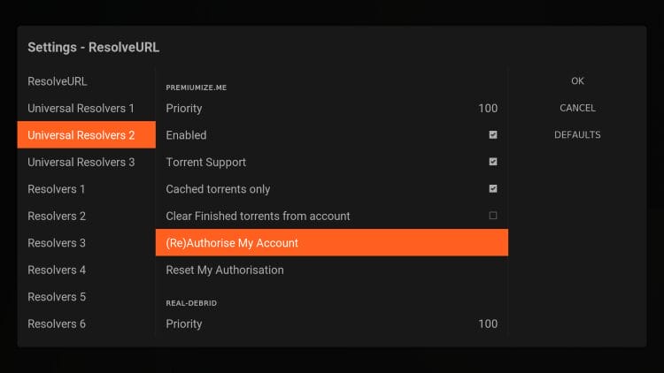 hover over premiumize and select authorise my service