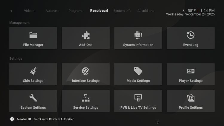 open settings and click the up button on your remote