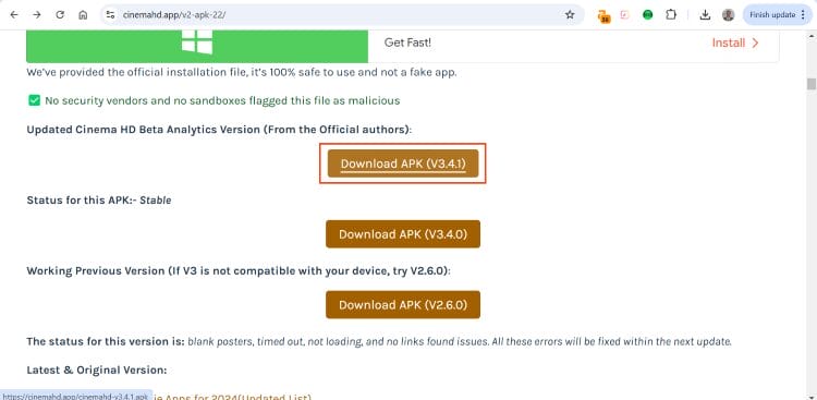 download cinema version you choose