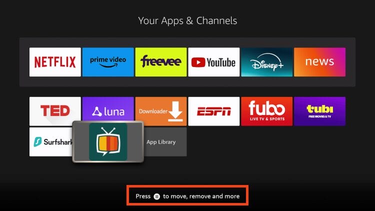 click the menu button on your remote to move StreamFire