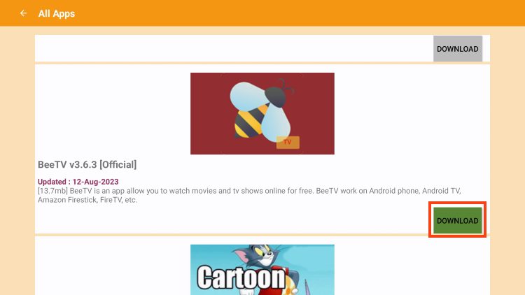 click download beetv