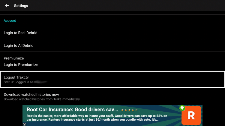 trakt username enabled