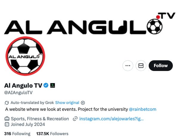 Al Angulo TV X Account