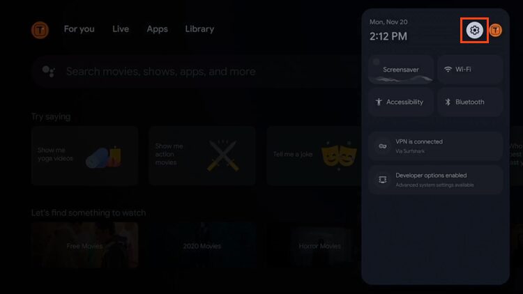 select settings for android tv permissions