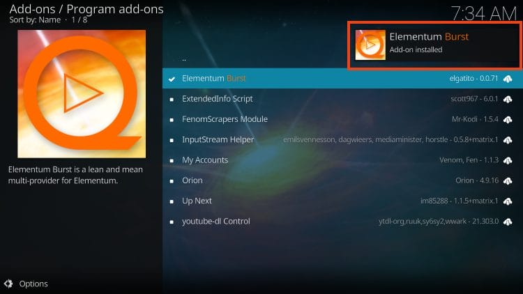 Burst installed message