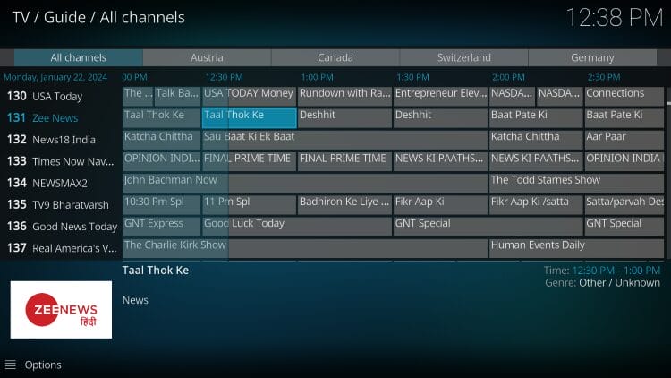 Kodi IPTV Guide