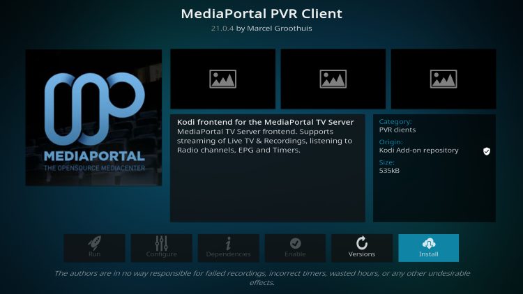 MediaPortal for Kodi IPTV