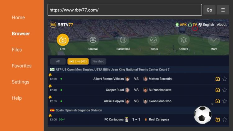 Once you are on the RBTV77 website, locate the "TV" option on the menu and click it.