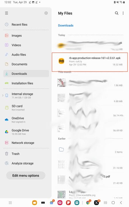 open downloads folder and click rbtv77